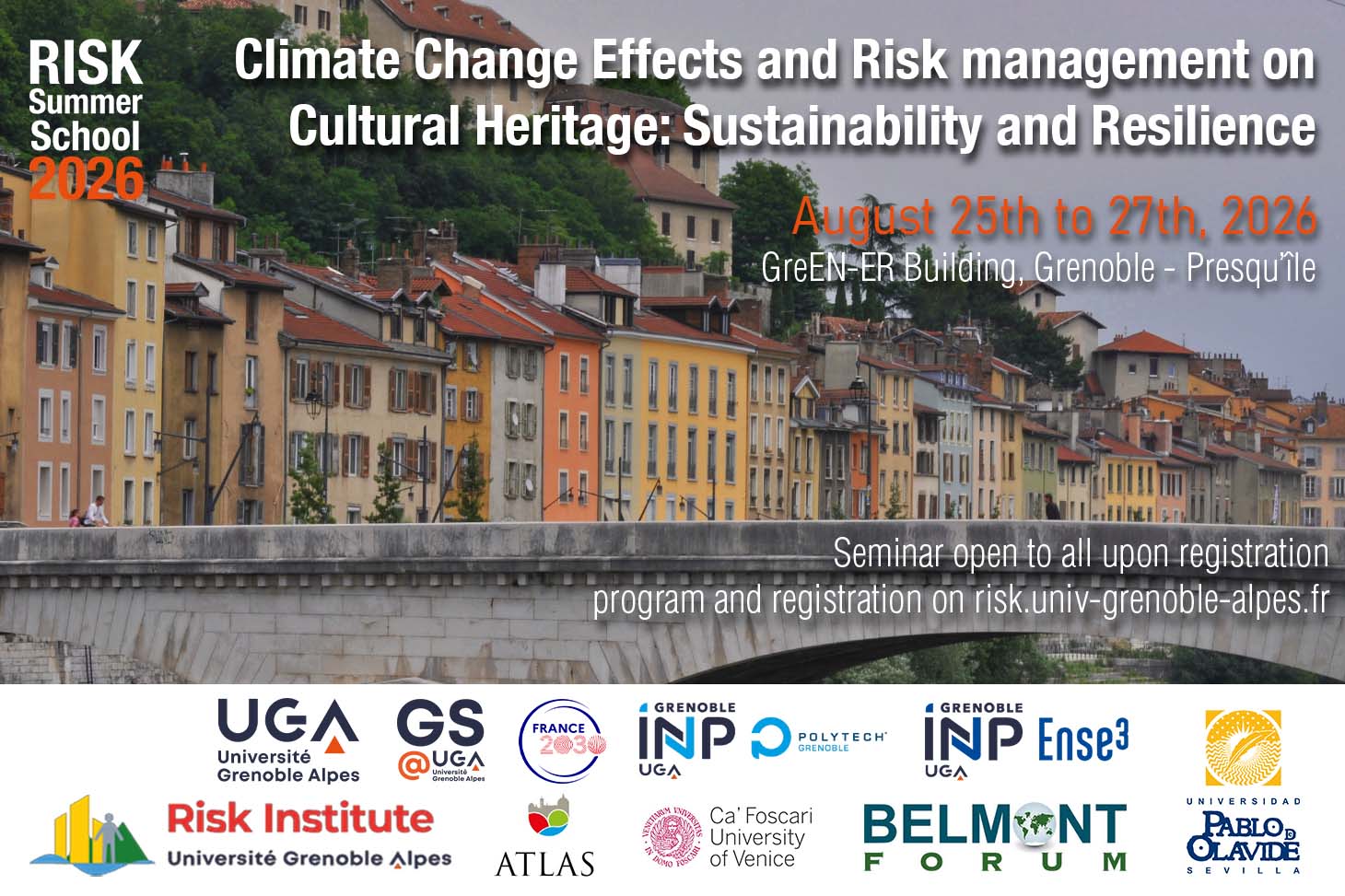 Photo de Grenoble - Risk summer school 2026 - Climate Change Effects and Risk management on Cultural Heritage: Sustainability and Resilience